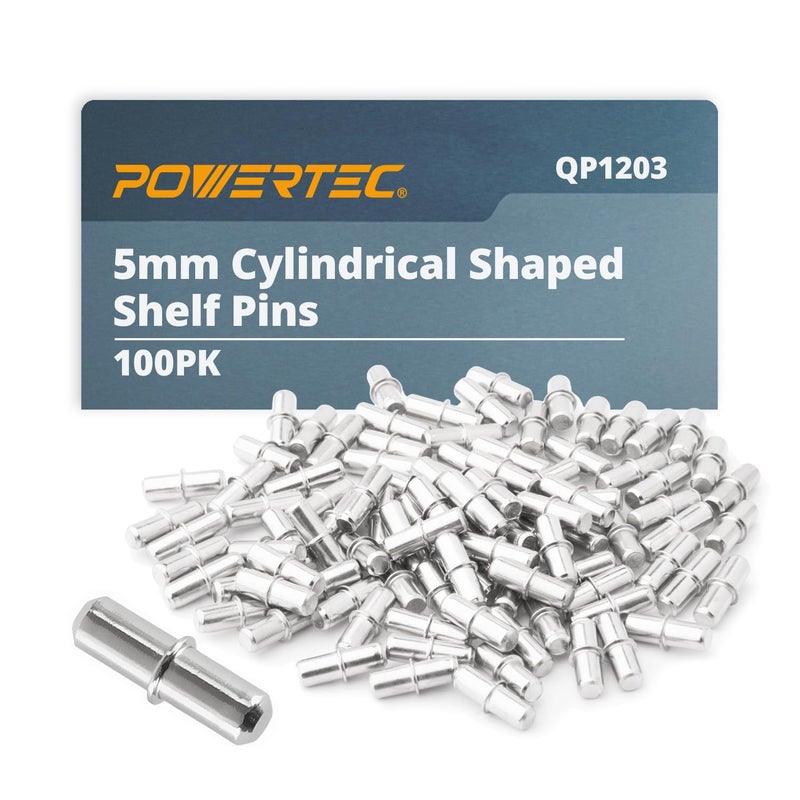 POWERTEC QP1203 Cylindrical Shaped Shelf Pins 5mm, 5 mm, Nickle - Image 1